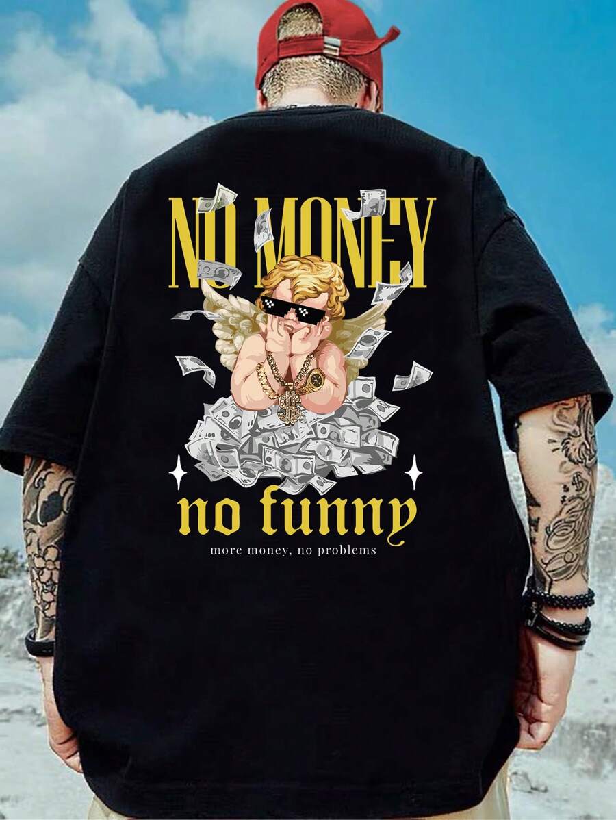 Manfinity VCAY Nam Áo thun Bông Khẩu hiệu & Hình ảnh - màu đen - Xem 1