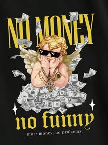 Manfinity VCAY Nam Áo thun Bông Khẩu hiệu & Hình ảnh - màu đen - Xem 4