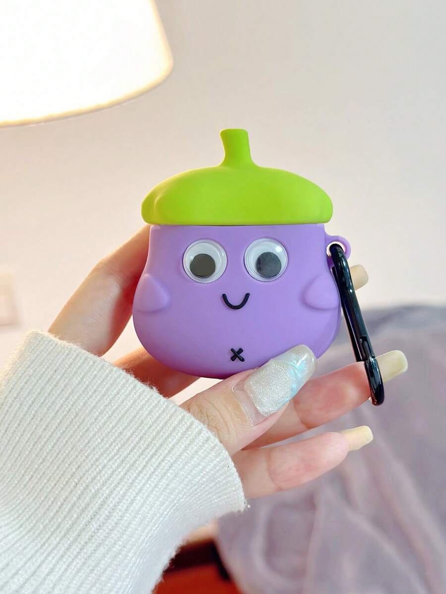 3D卡通茄子設計耳機殼適用於Airpods - 彩色 - 查看 1