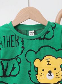 Bebê Gráfico de Cartoon Camiseta & Shorts