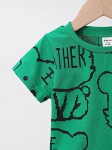 Bebê Gráfico de Cartoon Camiseta & Shorts