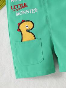 Đứa bé trai Áo phông trơn & Thêu Chữ Romper tổng thể - Nhiều màu - Xem 4