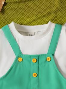 Đứa bé trai Áo phông trơn & Thêu Chữ Romper tổng thể - Nhiều màu - Xem 5