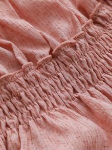 DAZY 纯色露背吊带背心、荷叶边娃娃装上衣、节日服装 - 粉色 - 查看 10