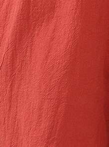 SHEIN LUNE 素色前紐扣泡泡袖連身短褲 - 鏽棕色 - 查看 7