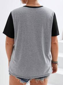 SHEIN Frenchy Áo thun Plus size In hoa Báo Giải trí - Nhiều màu - Xem 2