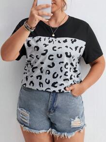 SHEIN Frenchy Áo thun Plus size In hoa Báo Giải trí - Nhiều màu - Xem 7