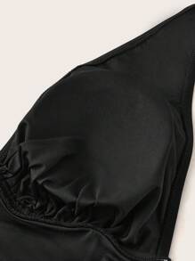 SHEIN Swim Curve Plus Graphic Print Halter One Piece Swimsuit - Black and White - View 4