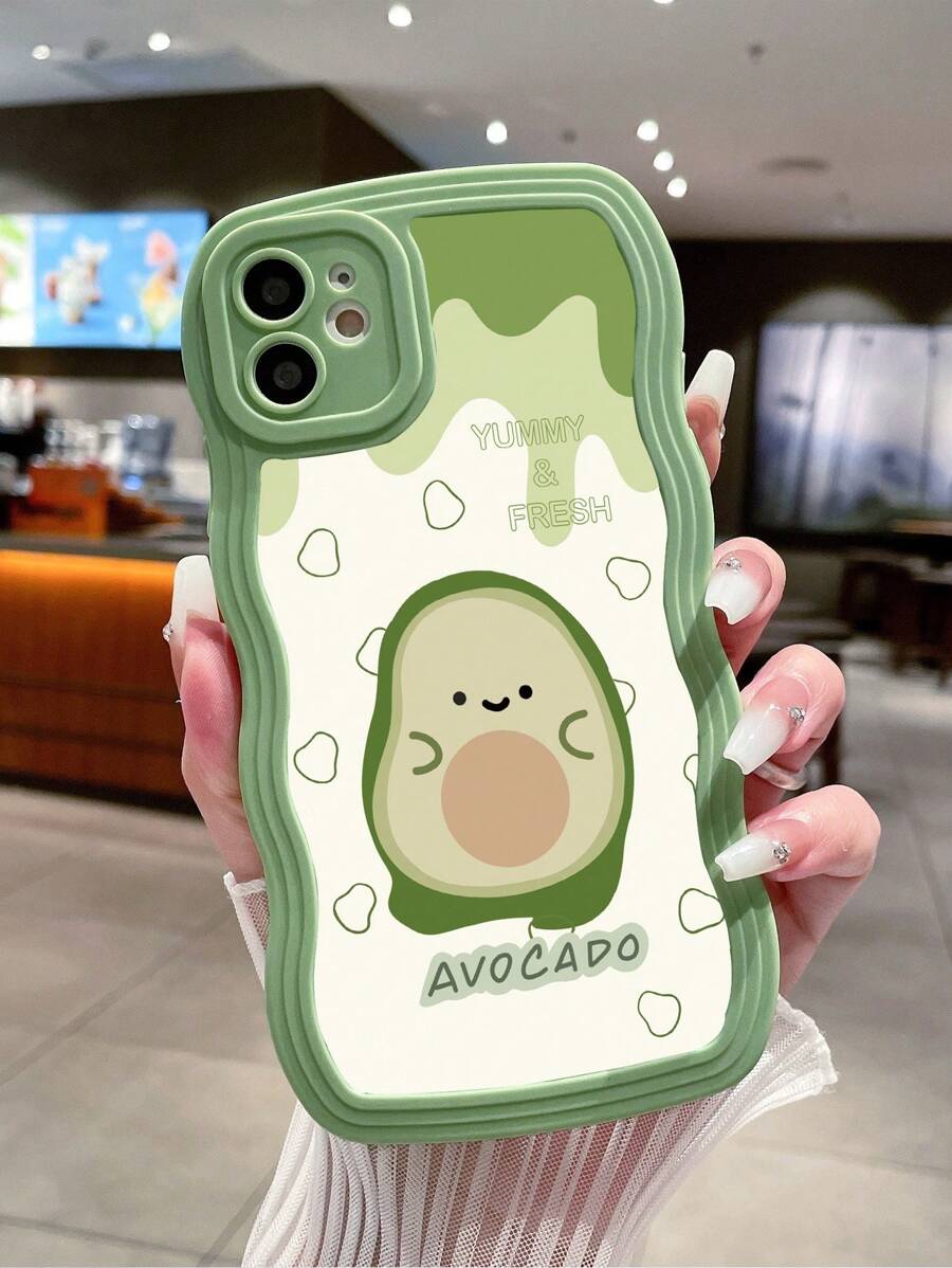 Cartoon Avocado Phone Case - Mint Green - View 1