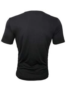 Manfinity Homme Hombres Camiseta con estampado de slogan - Negro - Ver 2