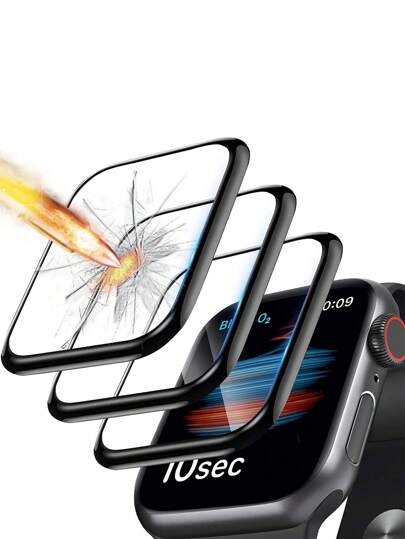 3pcs Watch Screen Protector Black Soft Screen Protector Compatible With Apple Watch Screen Film 45/49/38/40/41/42/44mm,Compatible With Apple Watch Series Ultra/10/9/Se/8/7/6/5/4/3/2/1,Smart Watch Accessories,Anti-Scratch Protective Film For Smartwatch,Protector Film Anti-Scratch,Screen Protective Film,Smart Watch Accessories