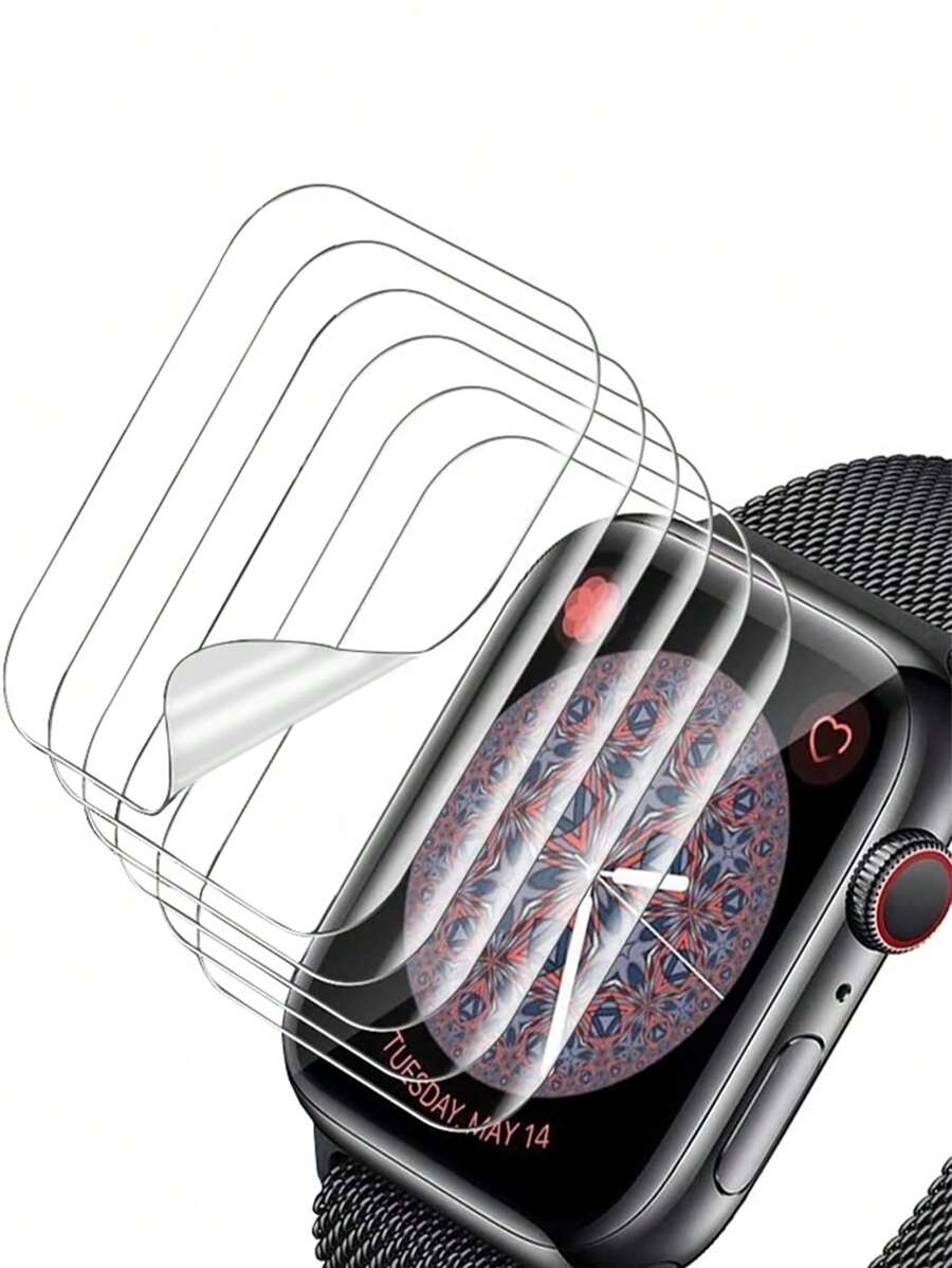 5入組透明TPU軟膜蘋果手錶屏幕保護貼，適用於蘋果手錶38/40/41/42/44/45/49mm系列SE / 7/6/5/4/3/2/1，智能手錶配件