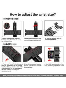 1条极简黑色金属表带，兼容 Series 11、10、9、8、SE、Ultra、7、6、5、4、3、2、1，不锈钢商务表带，时尚智能手表表带，附带工具 - 黑色 - 查看 5