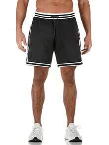 Manfinity Sport Corelite Men Striped Trim Drawstring Waist Sports Shorts - Black - View 5