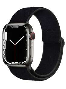 1入黑色尼龍環錶帶，兼容蘋果手錶系列Ultra/SE/8/7/6/5/4/3/2/1運動錶表帶替換腕帶，適用於蘋果手錶錶帶44mm 45mm 42mm 40mm 49mm 38mm 41mm - 黑色 - 查看 1