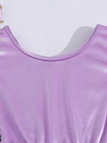 SHEIN 小女童字母圖案背心上衣和條紋圖案側衛褲 - 淡紫色 - 查看 6