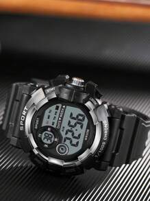 1pc Outdoor Sports Watch For Men & Women, Student, Waterproof, Alarm, Chronograph, Luminous, Digital Watch - Black - View 2