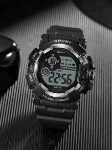 1pc Outdoor Sports Watch For Men & Women, Student, Waterproof, Alarm, Chronograph, Luminous, Digital Watch - Black - View 3
