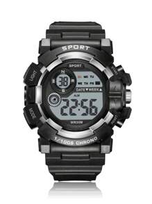 1pc Outdoor Sports Watch For Men & Women, Student, Waterproof, Alarm, Chronograph, Luminous, Digital Watch - Black - View 4