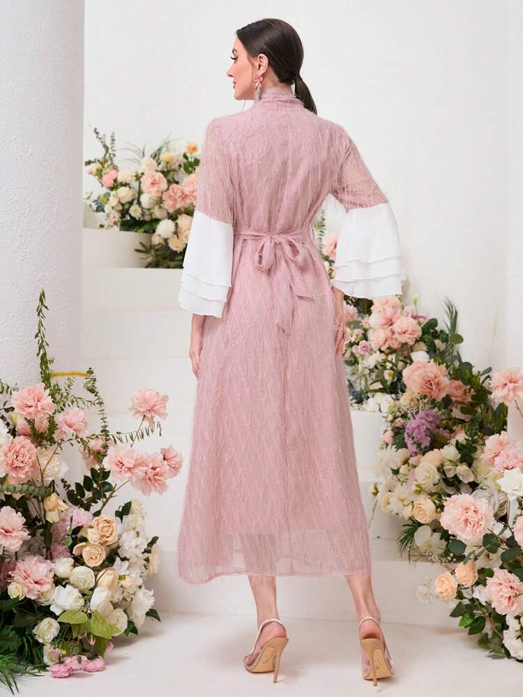 Contrast Panel Belted Dress