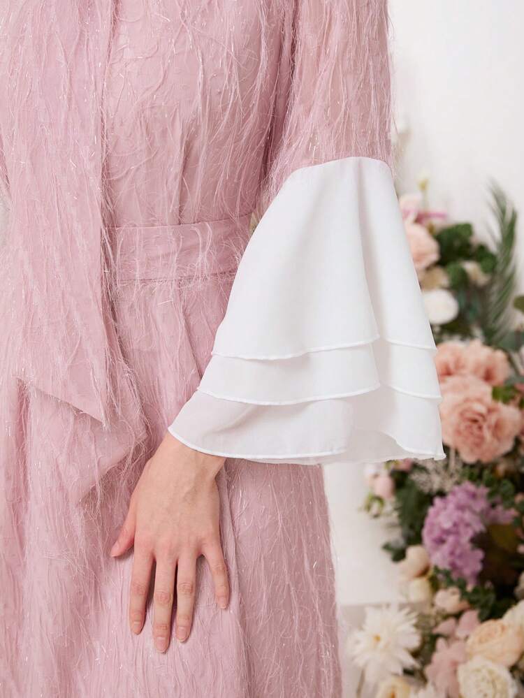 Contrast Panel Belted Dress