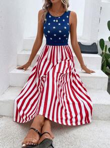 SHEIN LUNE Đầm Túi Lá cờ Giải trí - Nhiều màu - Xem 1