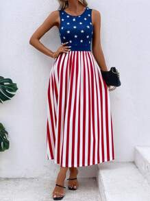 SHEIN LUNE Đầm Túi Lá cờ Giải trí - Nhiều màu - Xem 4