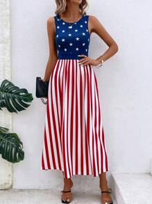 SHEIN LUNE Đầm Túi Lá cờ Giải trí - Nhiều màu - Xem 5