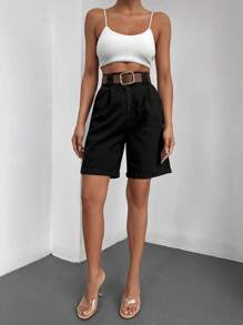 RueChic Slant Pocket Bermuda Denim Shorts - Black - View 3