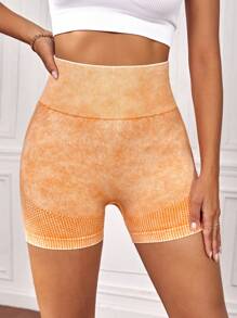 Yoga Trendy Quần Shorts Thể thao Nữ Cà vạt nhuộm - Màu Cam san hô - Xem 6
