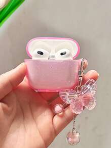 Butterfly Pendant Case Compatible With AirPods - Pink - View 1