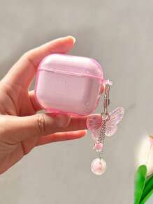 Butterfly Pendant Case Compatible With AirPods - Pink - View 3