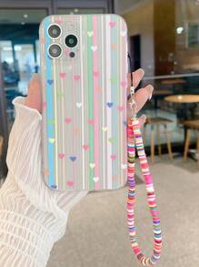 Heart Pattern Phone Case With Lanyard - Multicolor - View 1