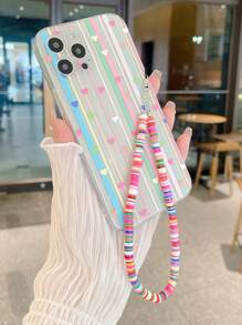 Heart Pattern Phone Case With Lanyard - Multicolor - View 3