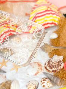 海龜圖案透明手機殼 - 白色 - 查看 3