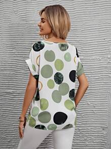 EMERY ROSE Top De Lunares Con Mangas Dobladas - Multicolor - Ver 2