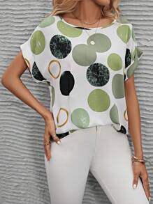 EMERY ROSE Top De Lunares Con Mangas Dobladas - Multicolor - Ver 5