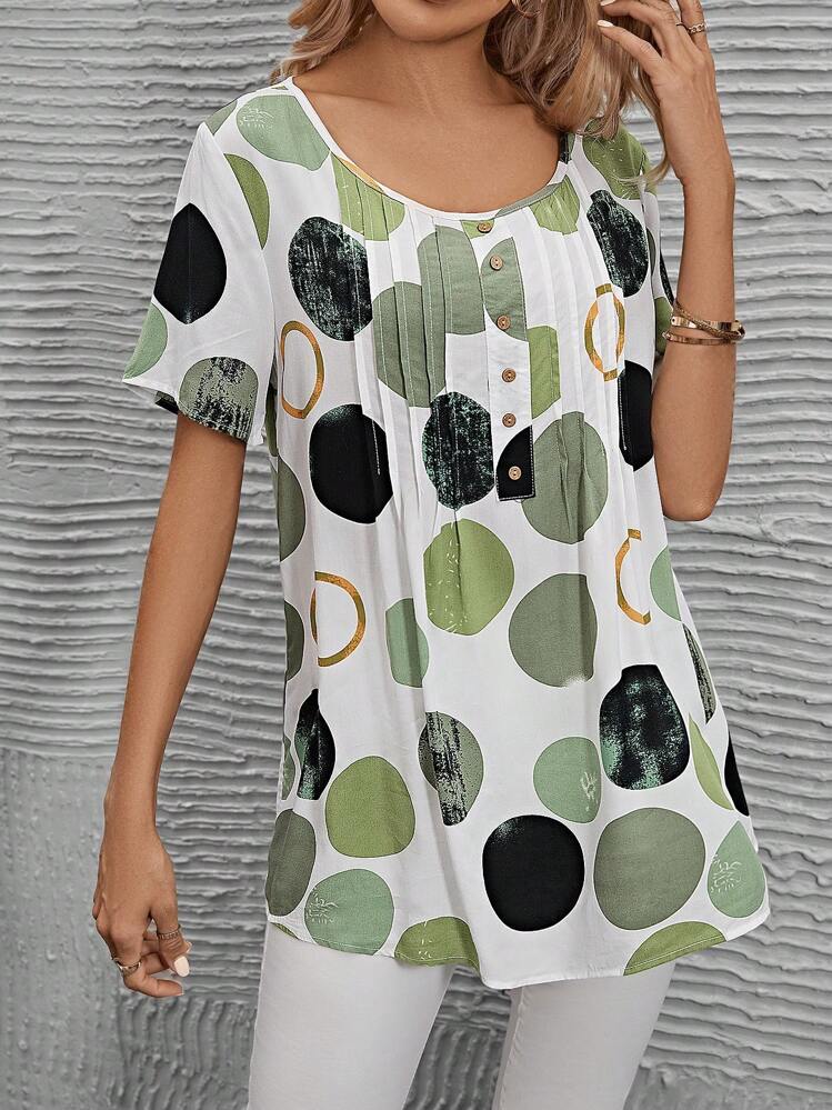 EMERY ROSE Polka Dot Print Top - Multicolor - View 1