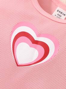 Baby Girl Heart Print Tank Dress - Pink - View 4