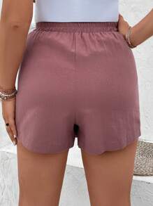 SHEIN VCAY Plus Knot Side Wrap Summer Skort - Dusty Pink - View 2