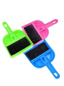 1pc Pet Waste Cleaning Broom & 1pc Dustpan, Random Color Portable Broom & Dustpan Set For Dog And Cat For All Season - Blue - View 4