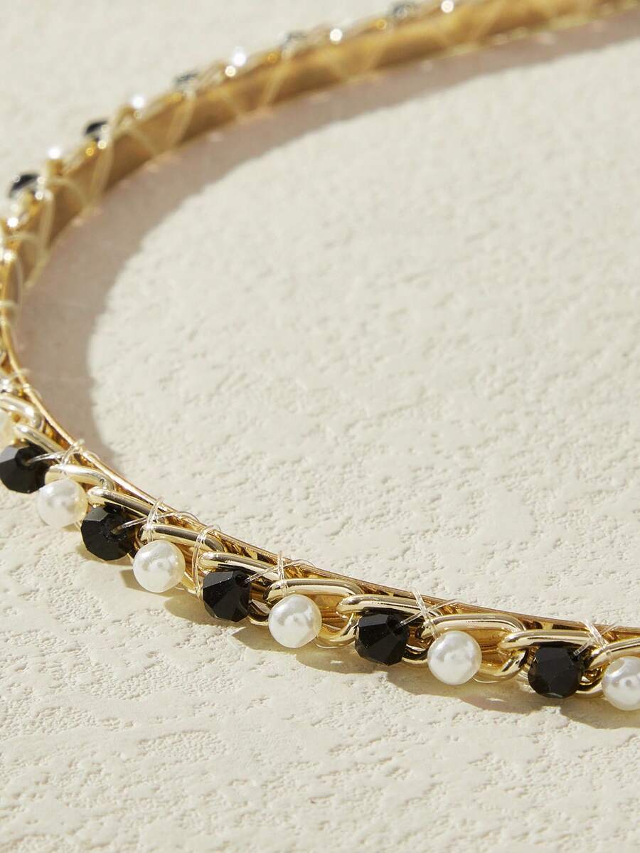 SHEIN Belle 1 băng đô trang trí ngọc trai giả cho nữ - Nhiều màu - Xem 1