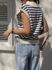 DAZY 條紋圖案針織上衣 - 彩色 - 查看 2