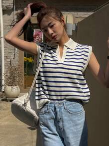 DAZY 條紋圖案針織上衣 - 彩色 - 查看 3