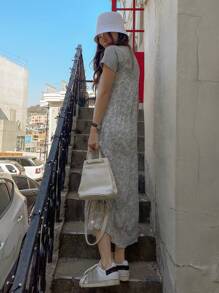 DAZY In Toàn bộ Váy Dây Without Tee - Màu xanh lam - Xem 2