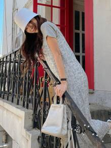 DAZY In Toàn bộ Váy Dây Without Tee - Màu xanh lam - Xem 3