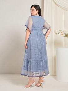 Modelyn Vestido escote corazón bajo con fruncido de malla - Neblina azul - Ver 2