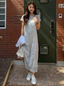 DAZY In Toàn bộ Váy Dây Without Tee - Màu xanh lam - Xem 10