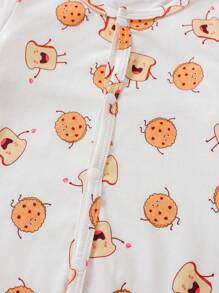 Baby 3pcs Striped & Cartoon Graphic Button Front Sleep Jumpsuit - Multicolor - View 6