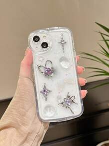 蝴蝶裝飾透明手機殼 - 無色 - 查看 2